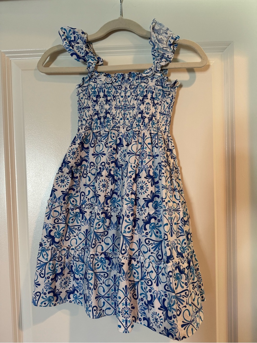 Hill House White and Blue Floral Smocked Sundress for Kids